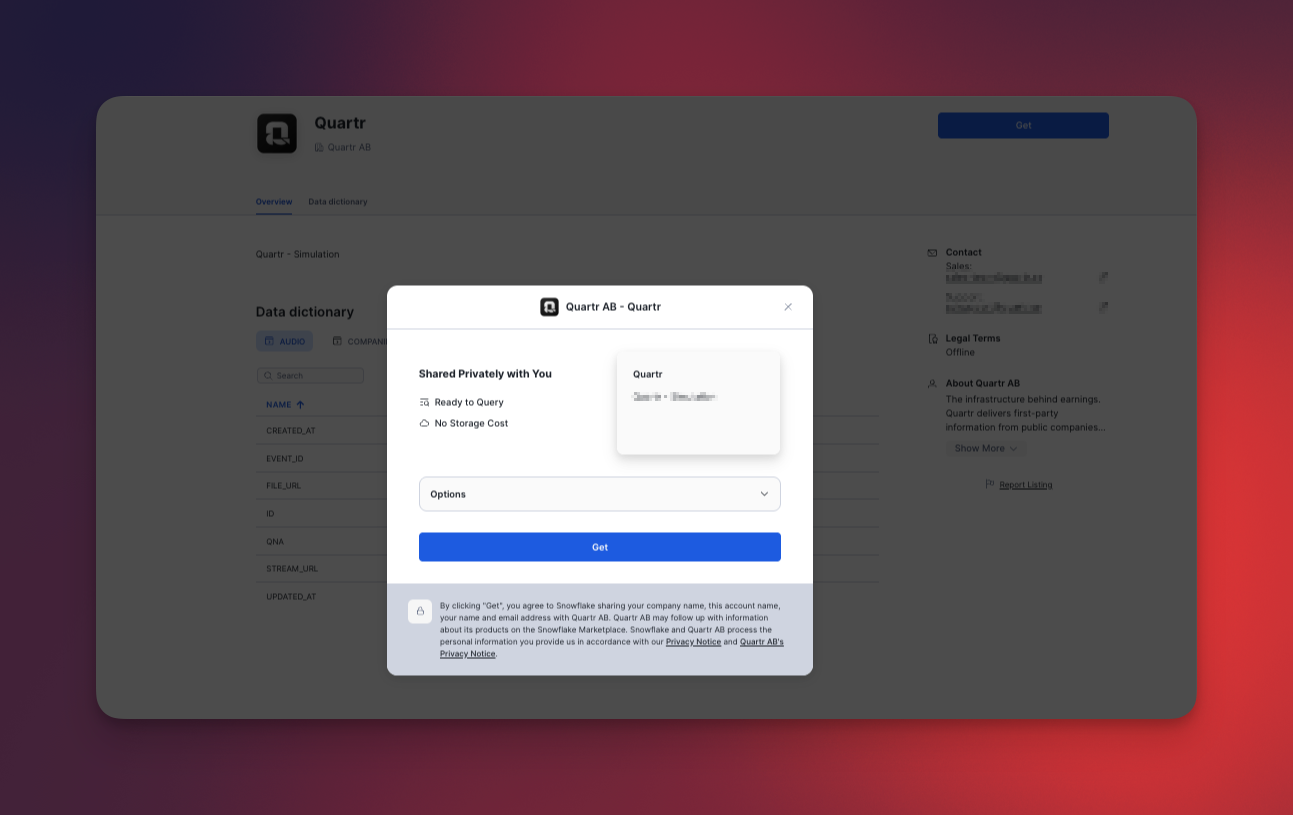 Sharing confirmation dialog