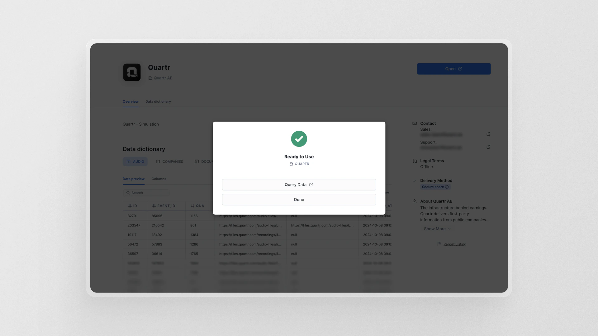 Ready to Use confirmation screen