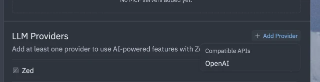Add OpenAI provider in Zed