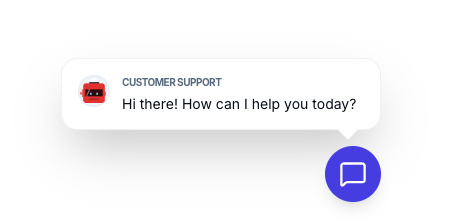 Chat widget on a website showing the popup greeting and chat window