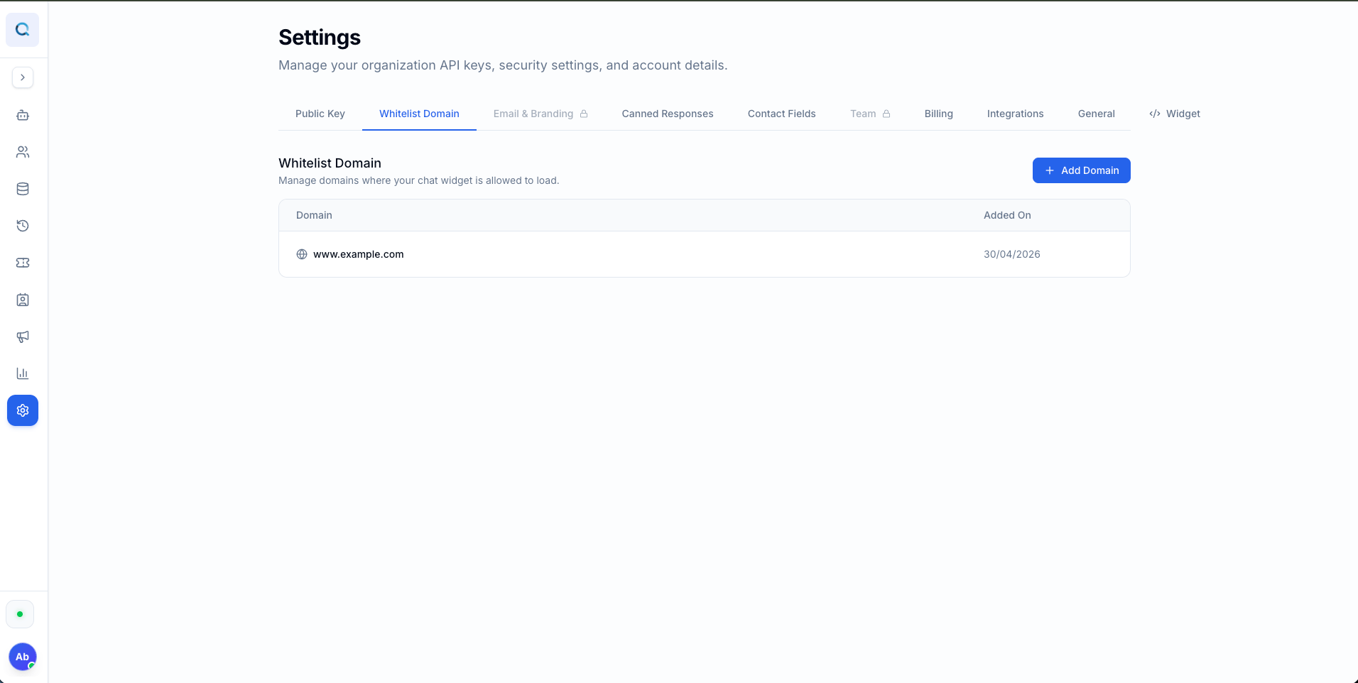 Deflect domain whitelist settings