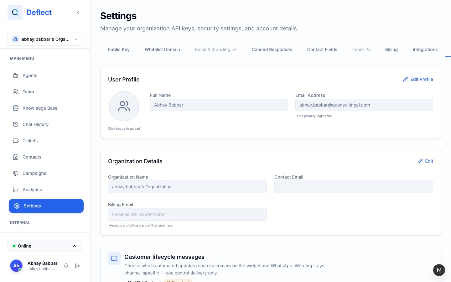 Customer lifecycle message preference toggles in Settings