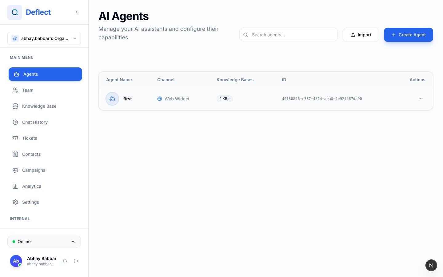 Agent editor WhatsApp settings with linked numbers and response style