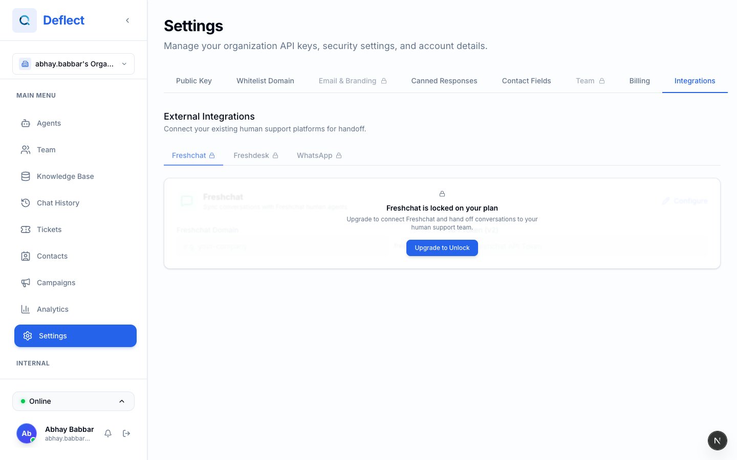 Plivo WhatsApp connection form and webhook URL on number card