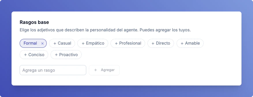 Rasgos base del agente