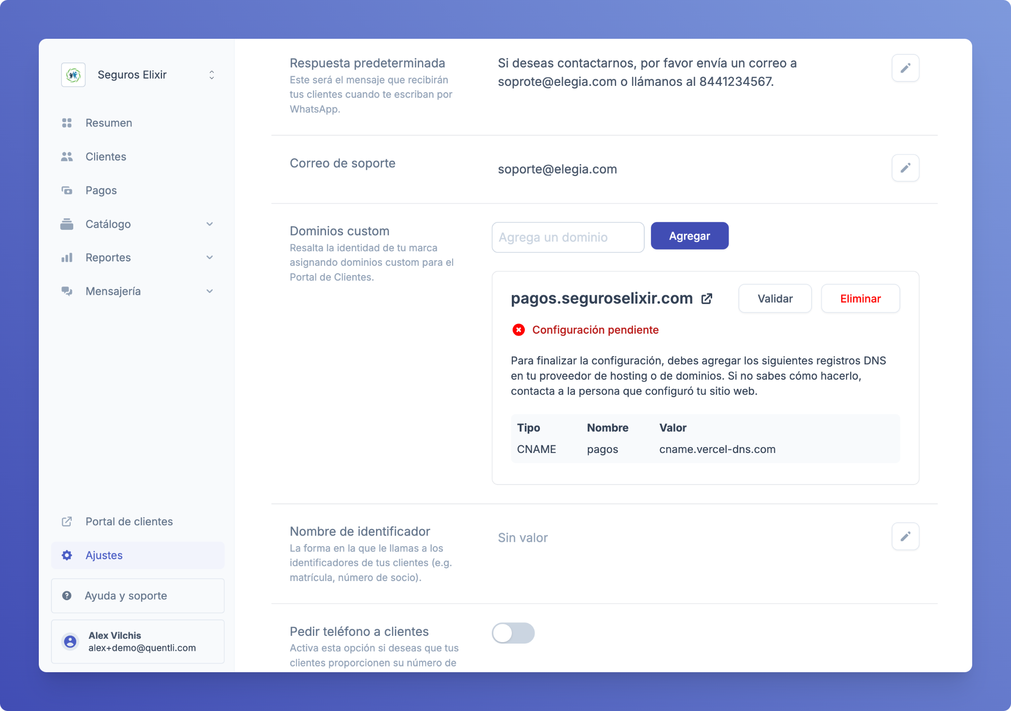 Ejemplo de configuración DNS
