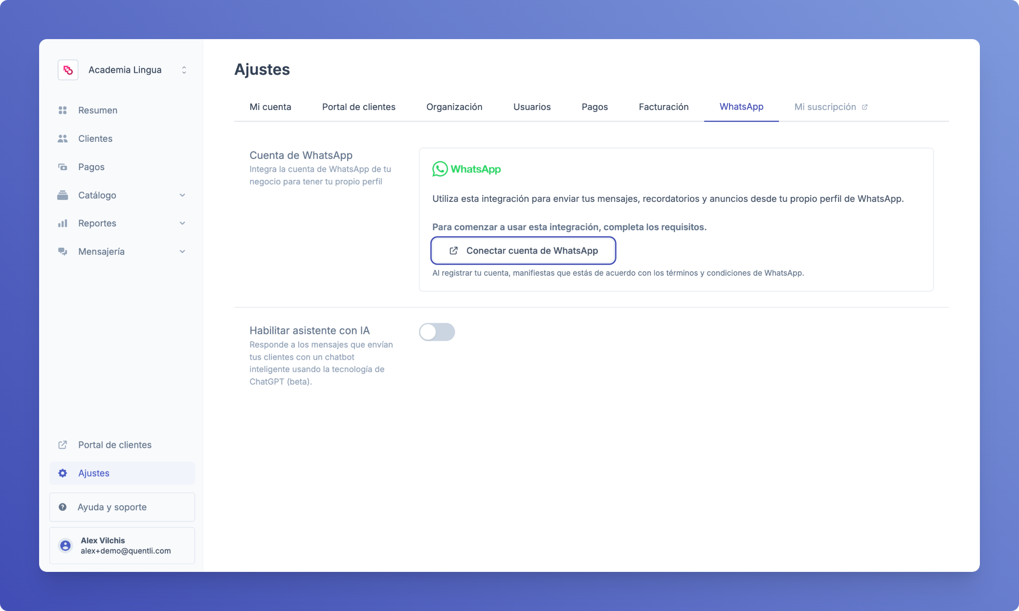 Conectar cuenta de WhatsApp