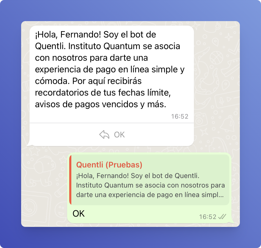 Ejemplo de mensaje de WhatsApp