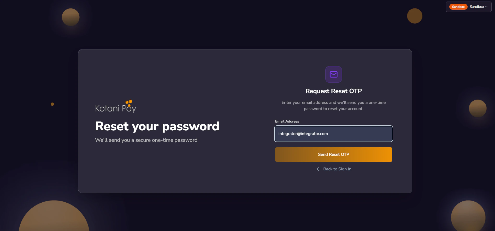Enter email to receive OTP
