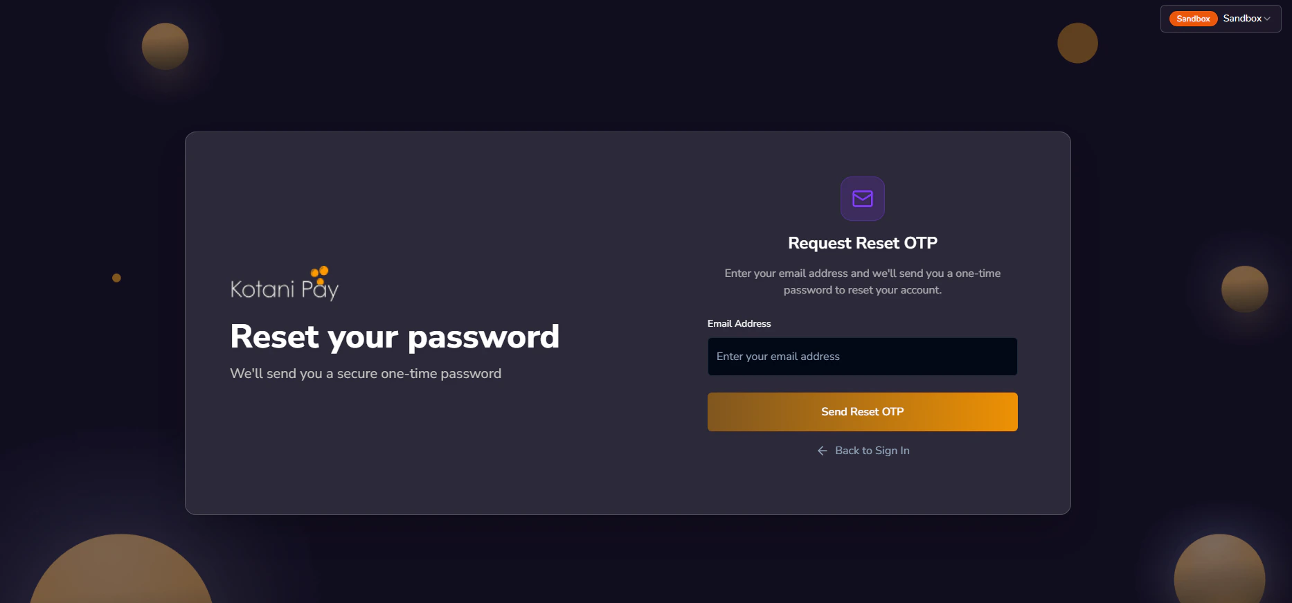 Forgot password link on the login page