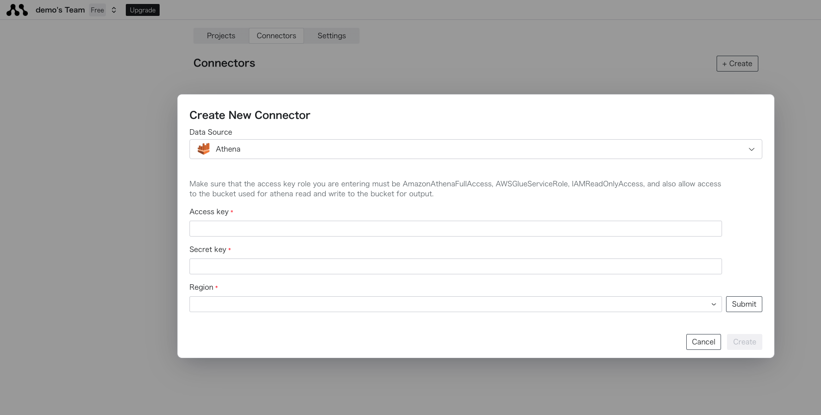 Athena Connection Create