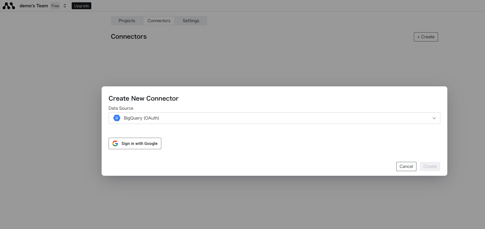 BigQuery OAuth Connection Create