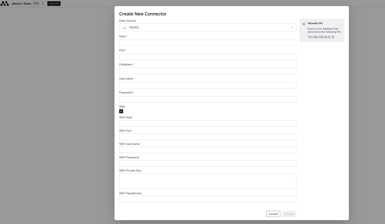 MySQL Connection Create