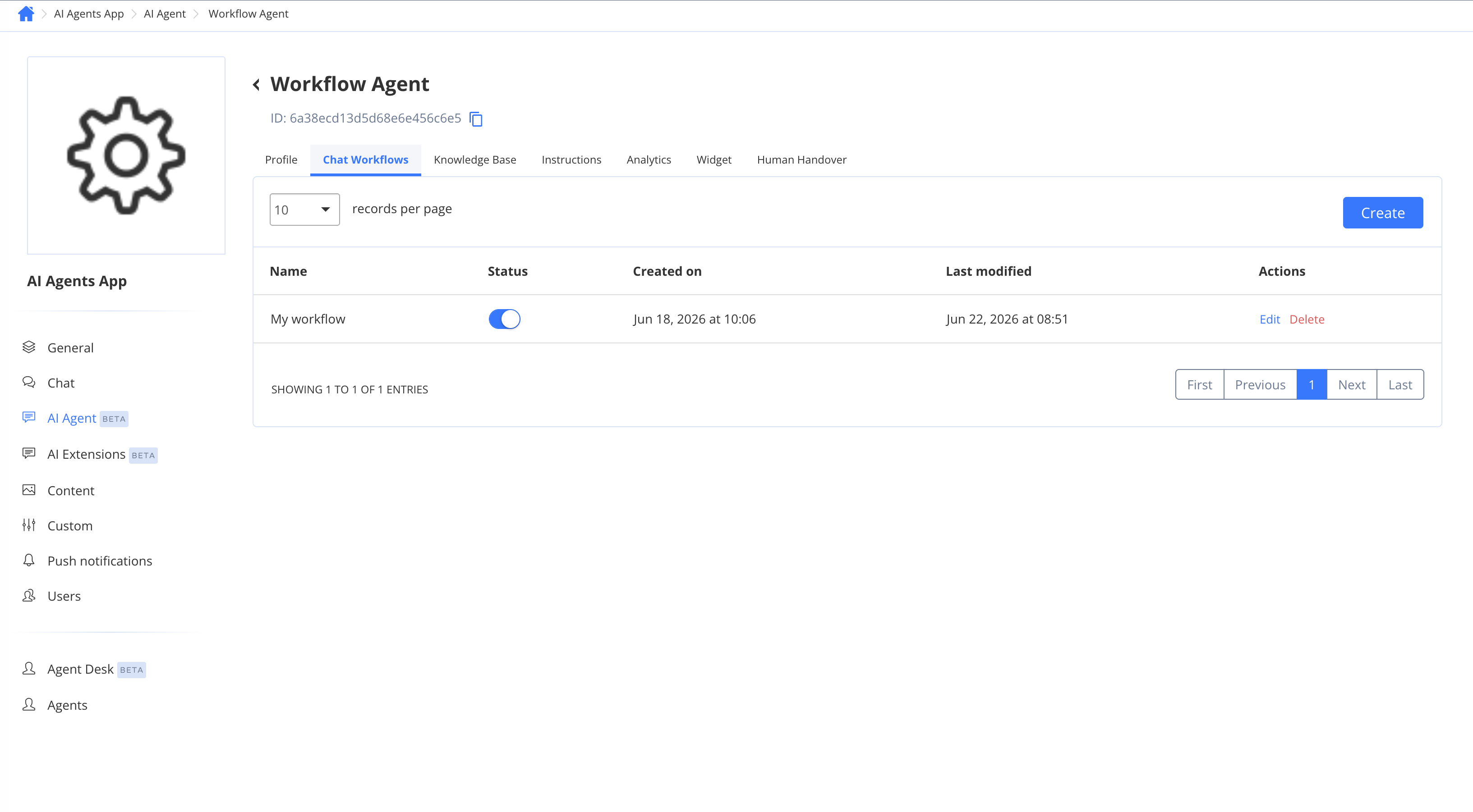 Chat Workflows Tab