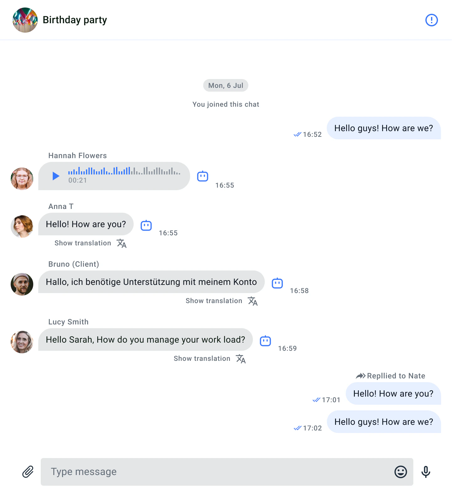 Replied message