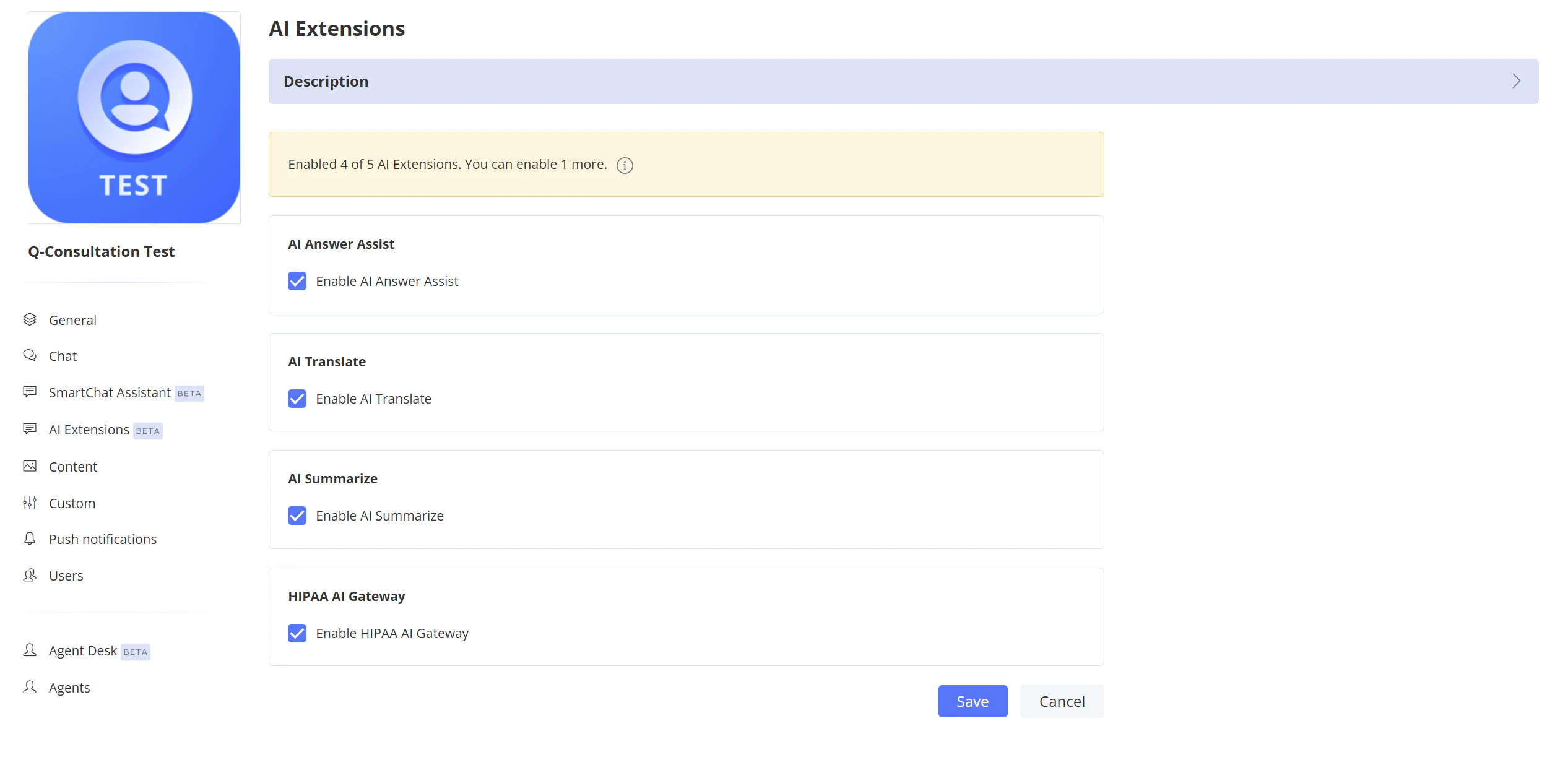 Enable AI Extensions