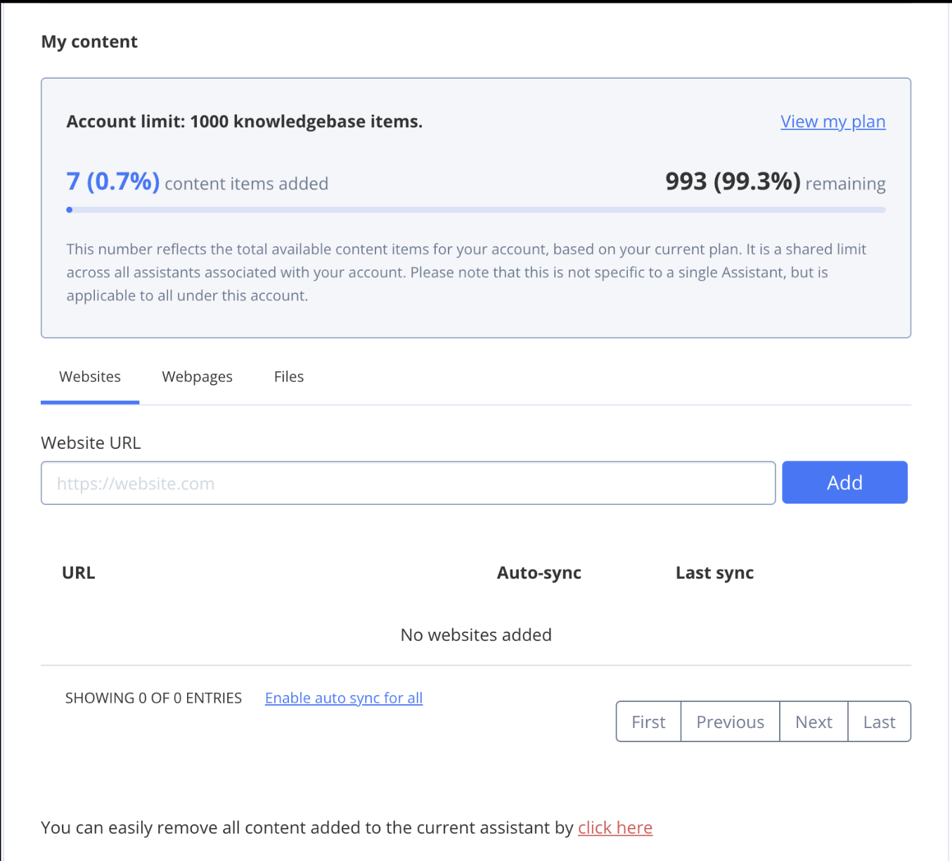 Add websites to SmartChat assistant knowledge base