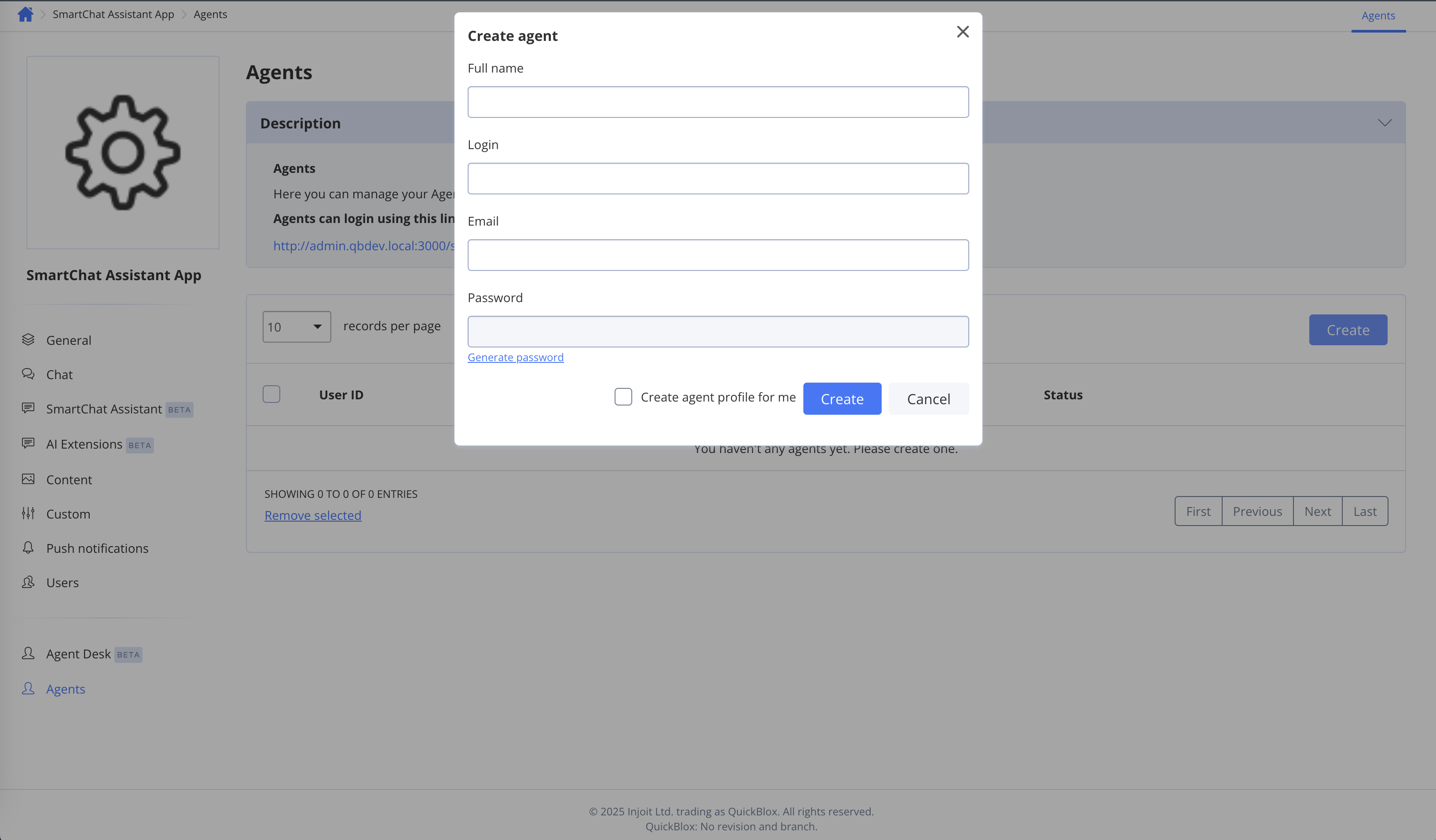 Create agent screenshot