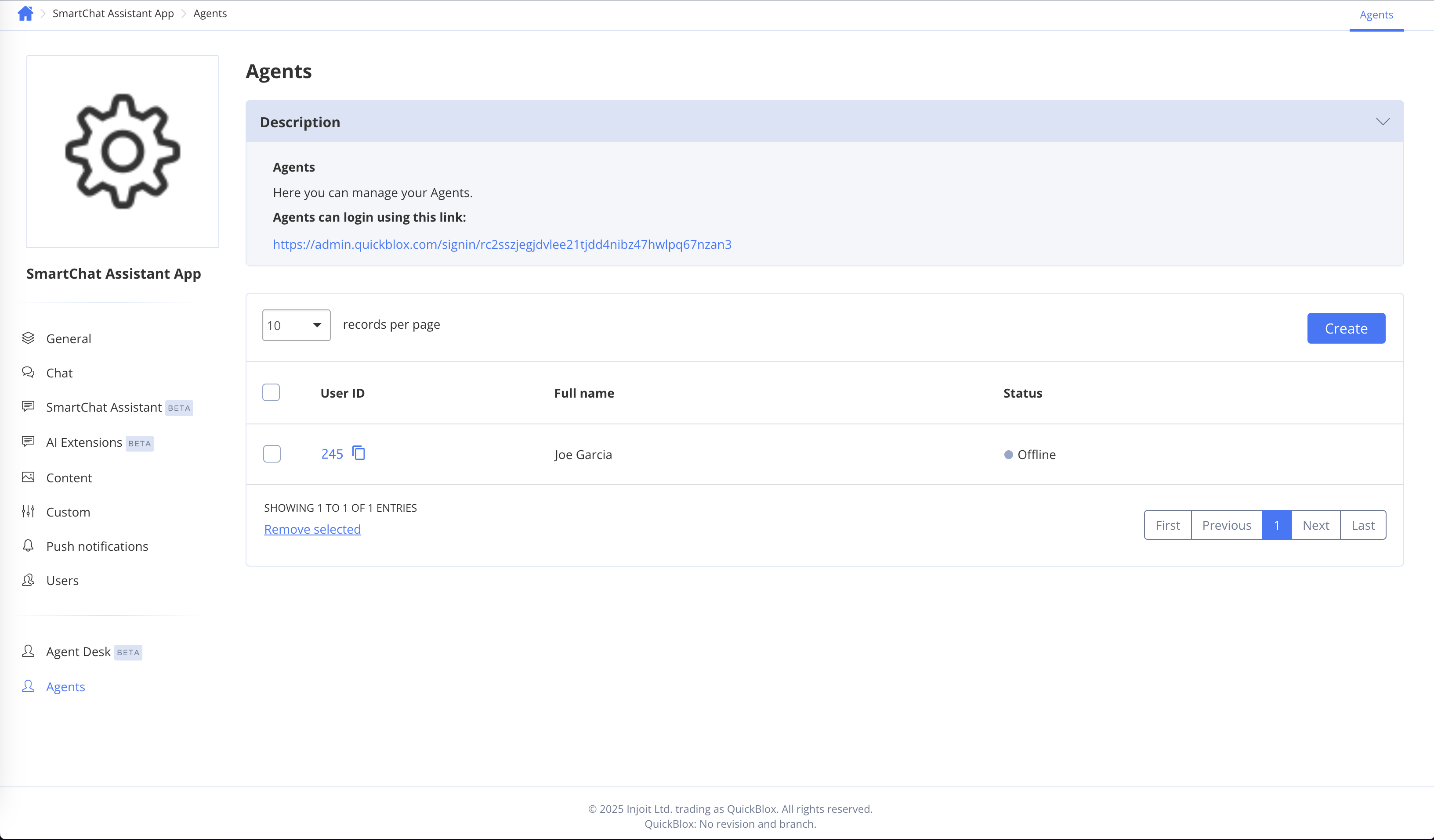Agents page screenshot