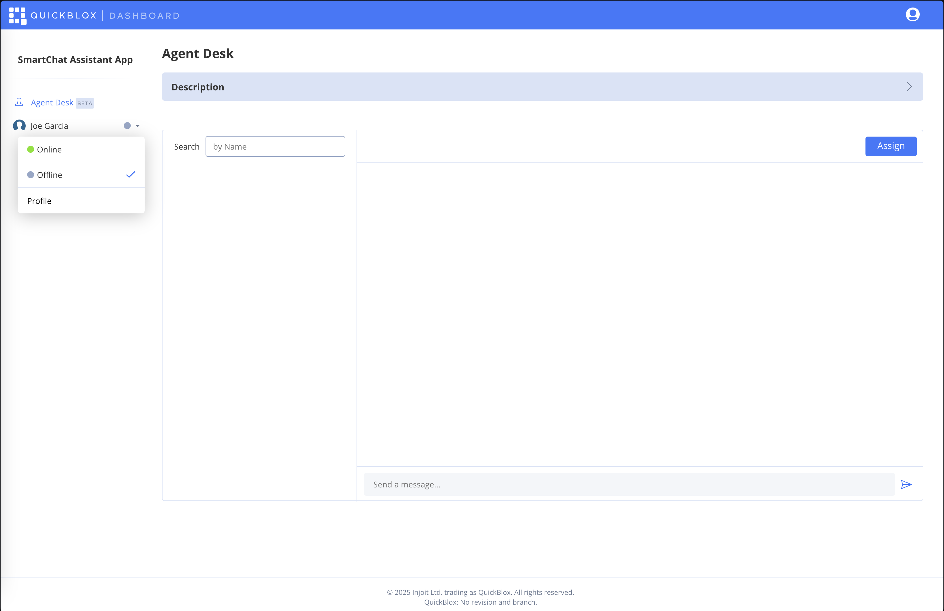 Agent Desk change online status screenshot