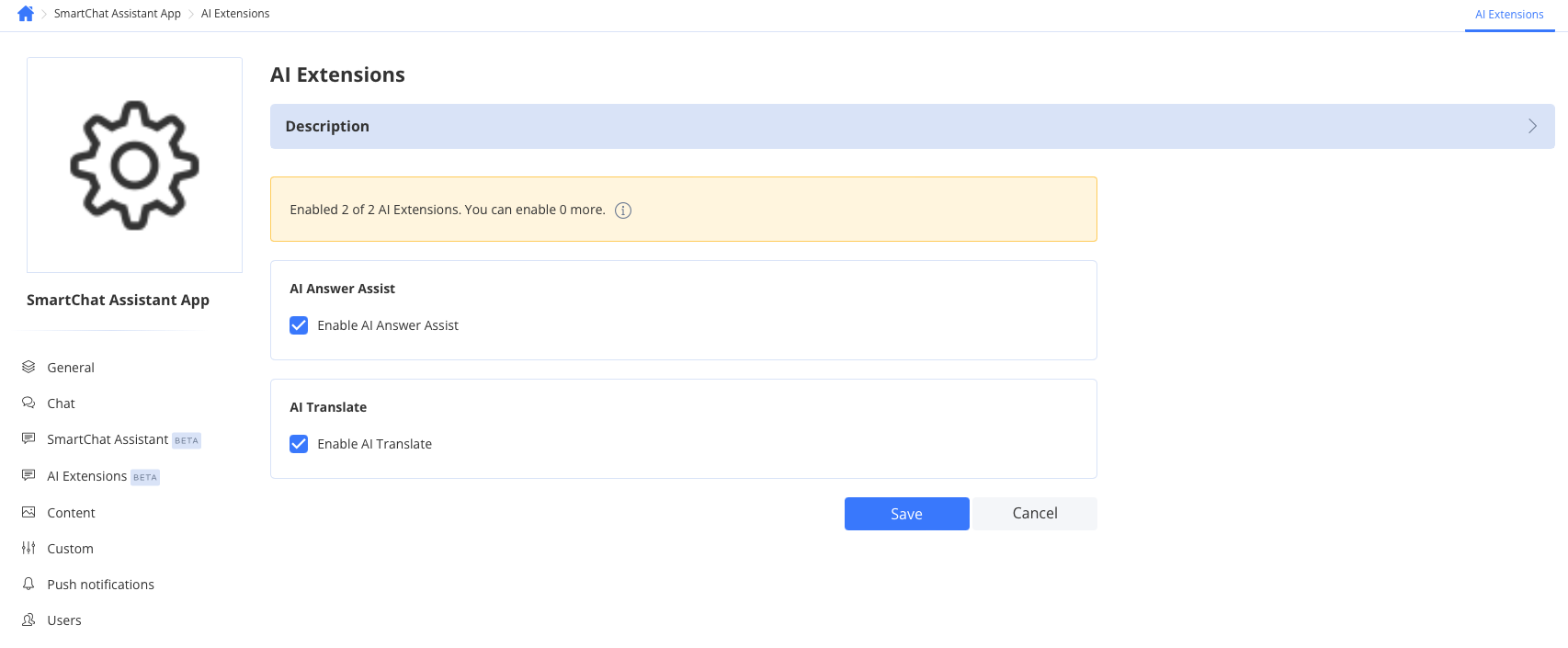 Enable AI Extensions