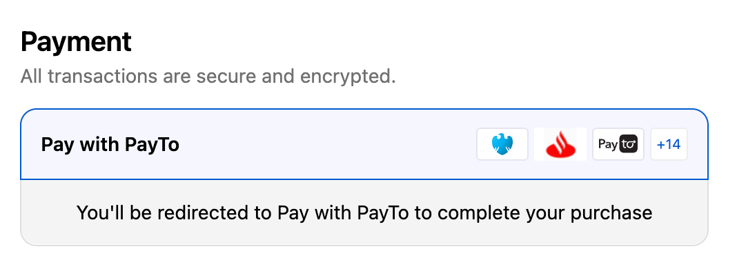 Australian checkout showing the Pay with PayTo payment option