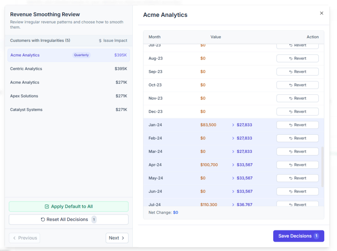 Quikirr Revenue Smoothing Example Web App
