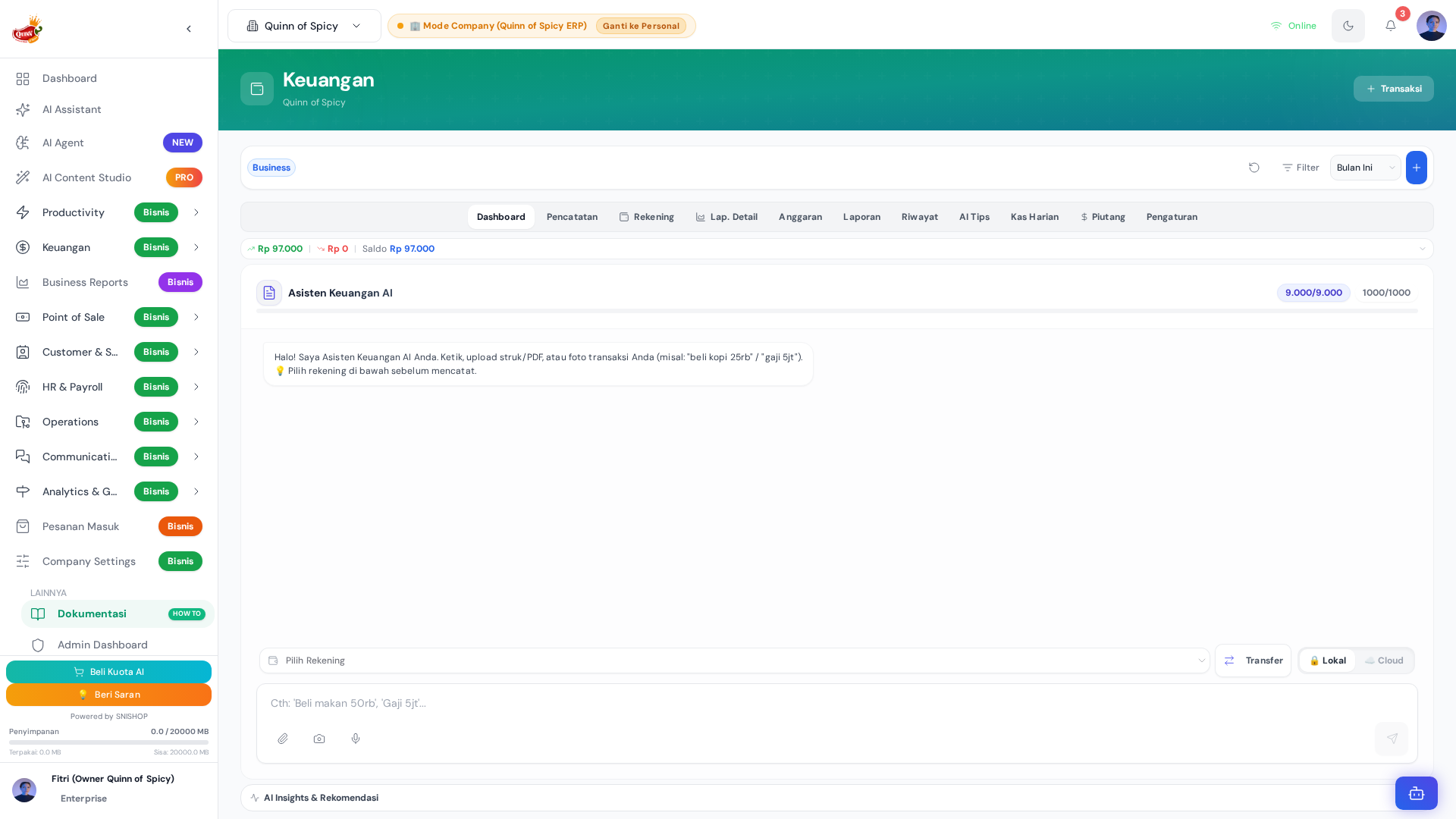 Keuangan Dashboard