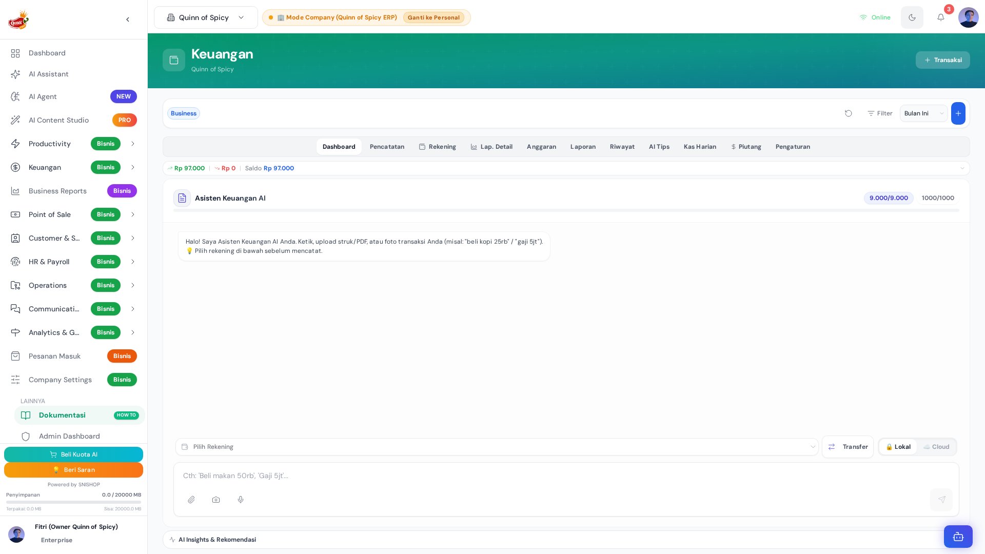 Keuangan Dashboard