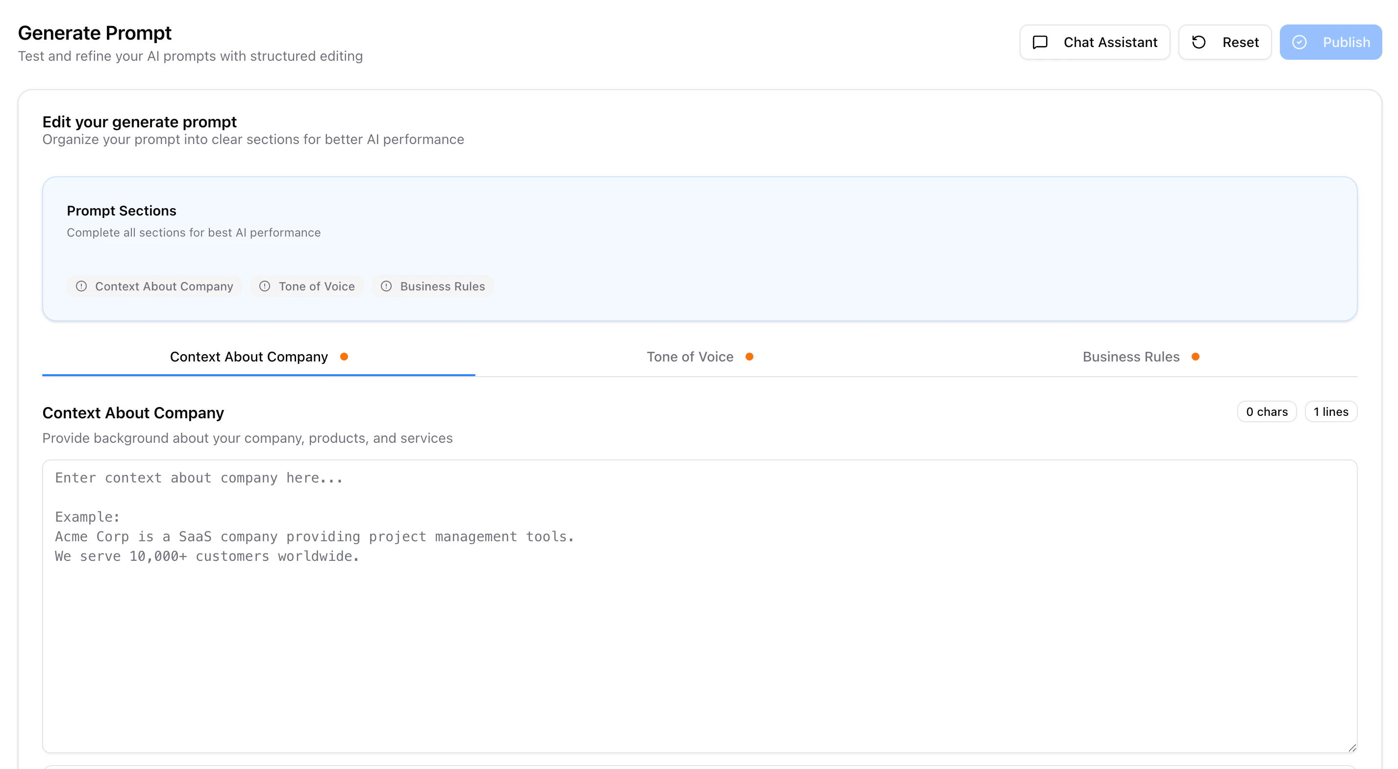 Onglet Context About Company