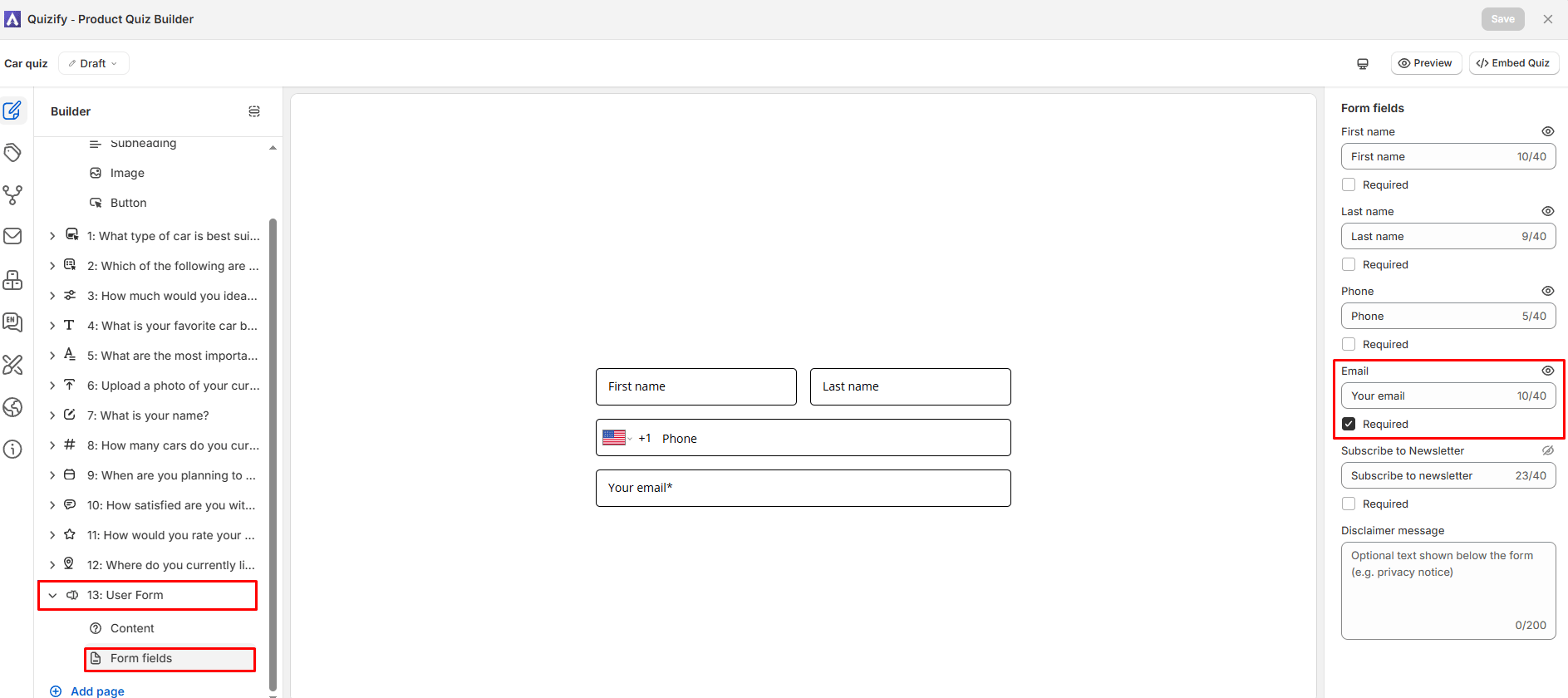 Enable Email in User Form