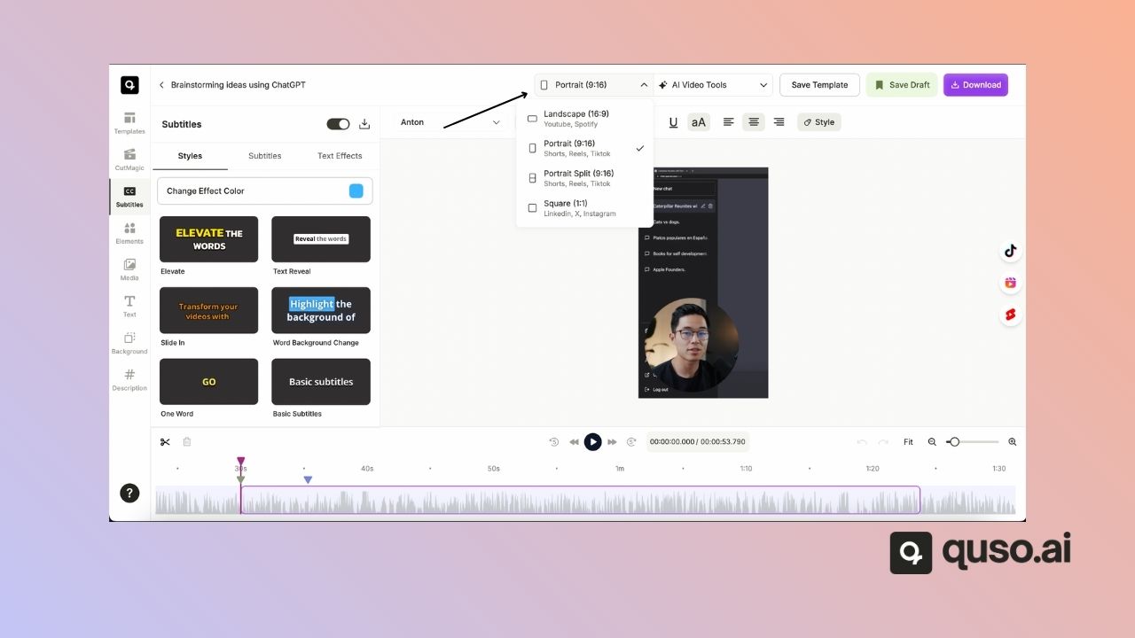 Change Video Size or Aspect Ratio - quso.ai Help Center