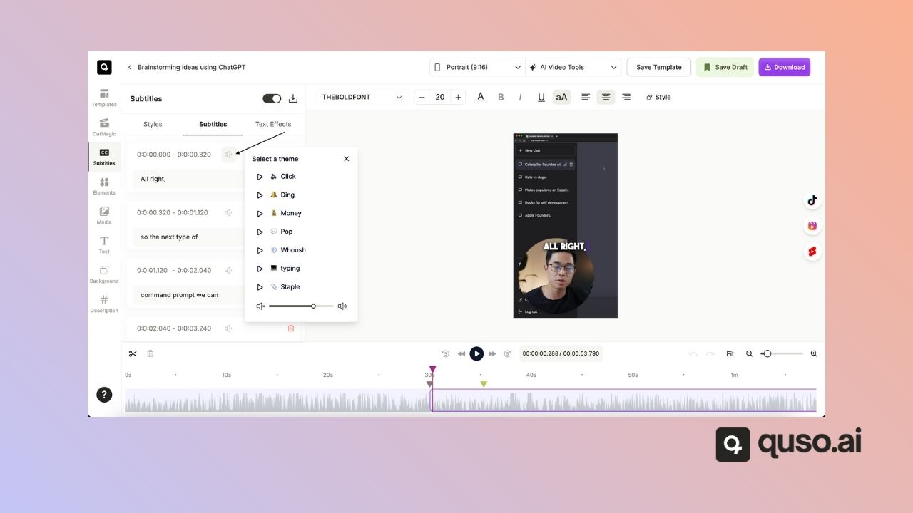 Add Sound to Captions - quso.ai Help Center