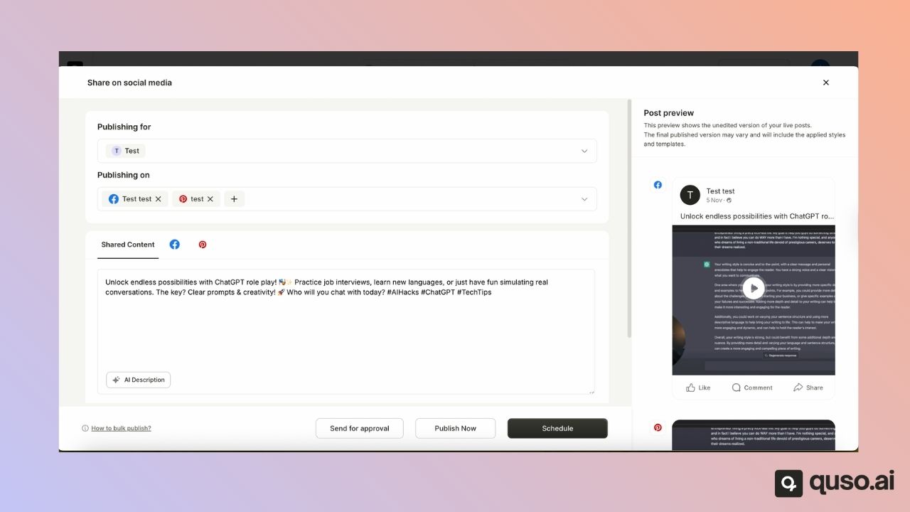 Send Posts for Approval - quso.ai Help Center