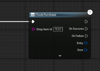 A Flock Purchase node in a Blueprint graph