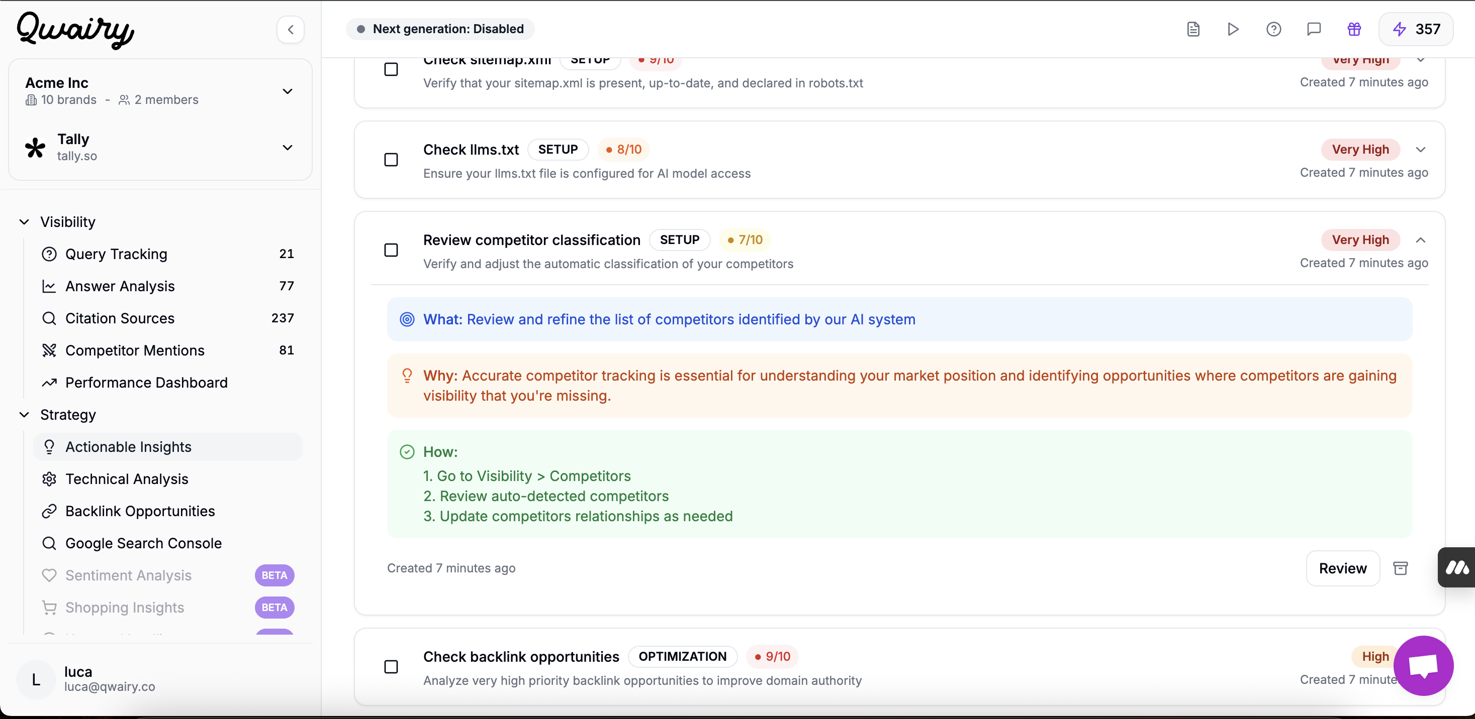 Detailed View of an Individual Insight