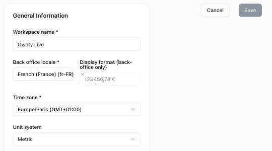 Settings › Workspace › General