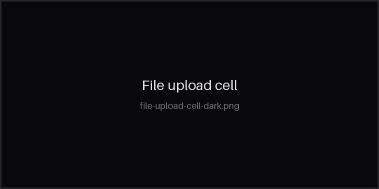 A file upload cell with its upload and process controls