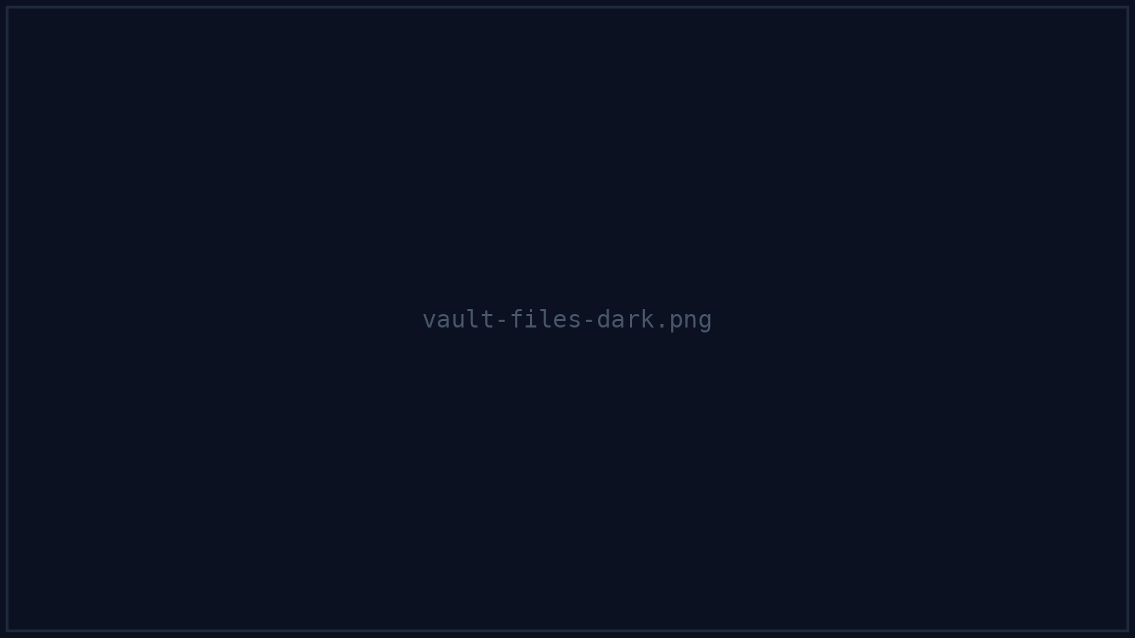 A vault's Files tab showing folders, files, and their statuses