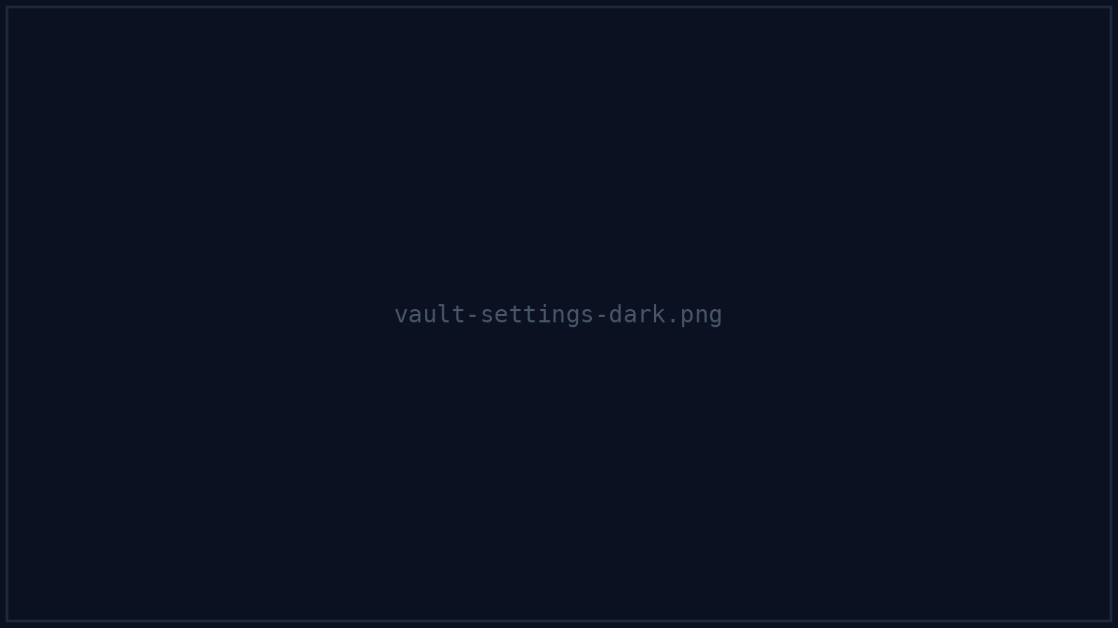 A vault's Settings tab with vault info, sources, and danger zone