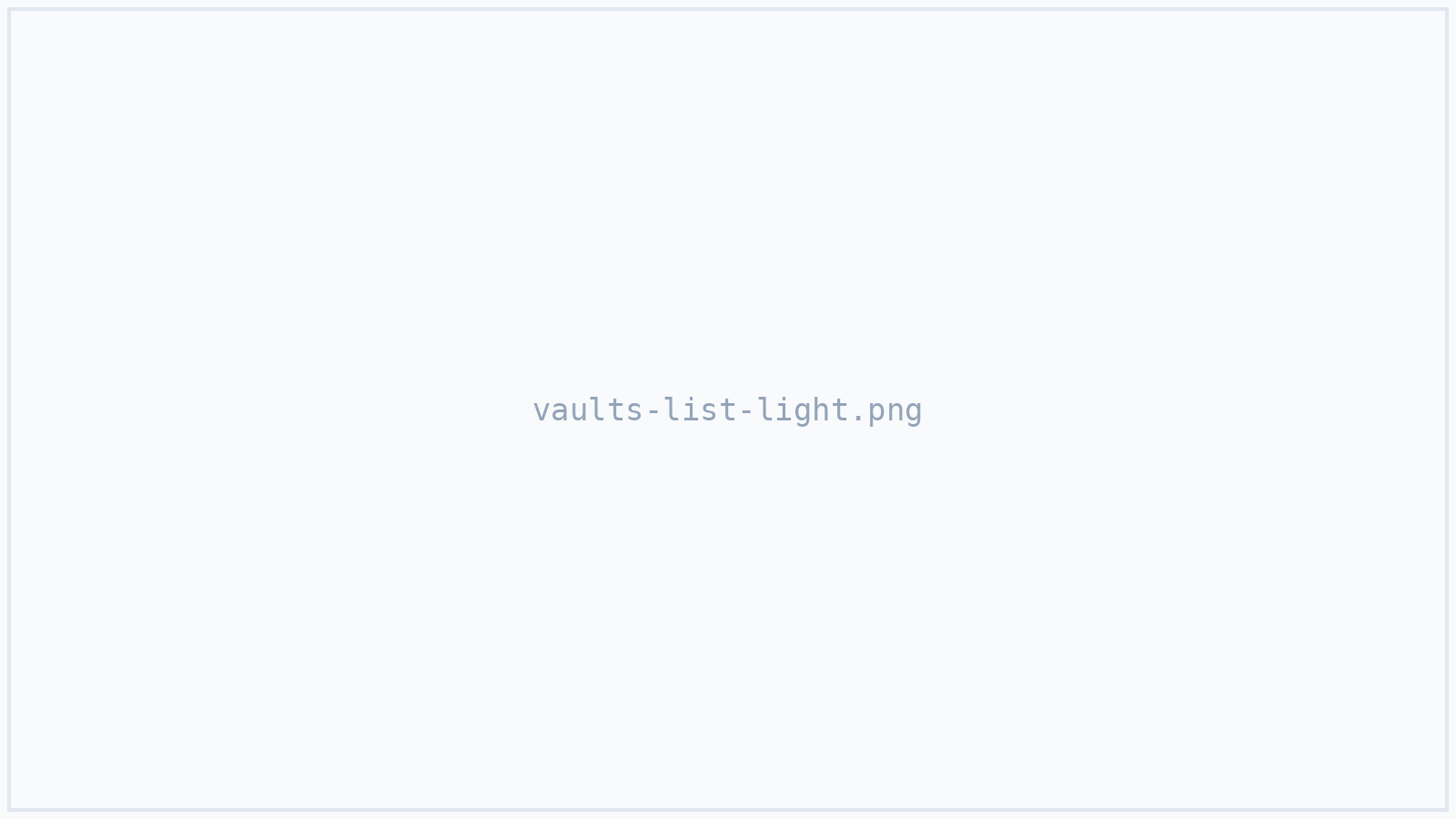 The Knowledge Vaults page with vault cards and the New Vault button