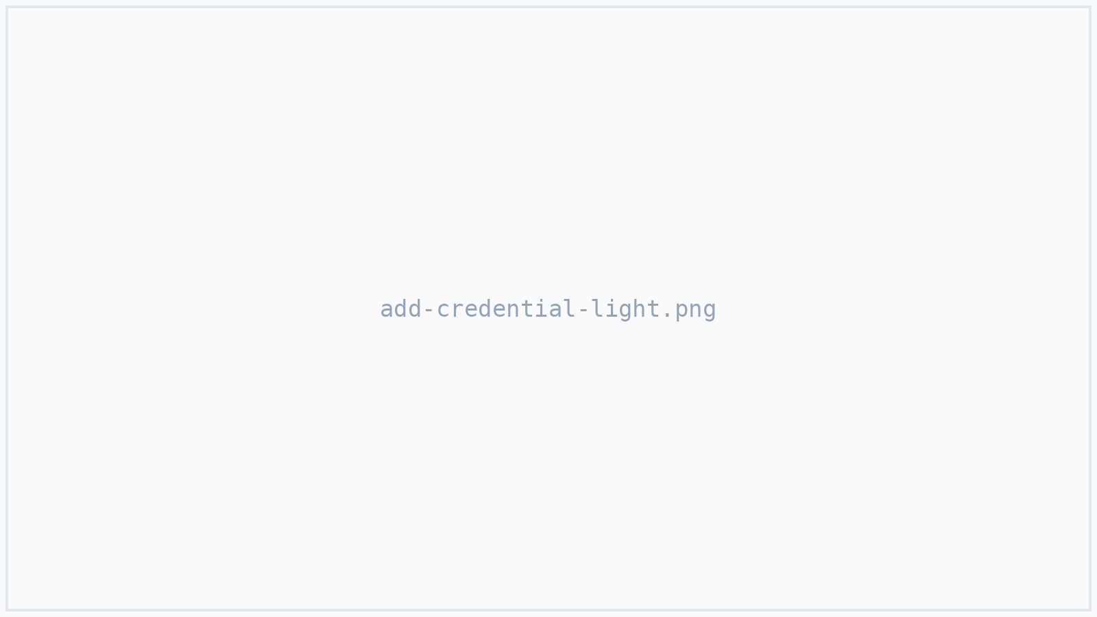 The Add new credential picker with the app catalog