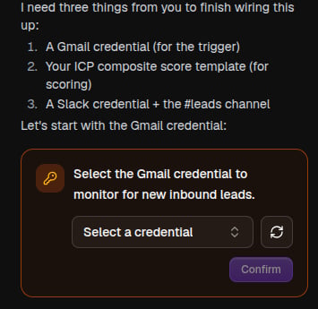 A selection request card asking the user to pick a credential