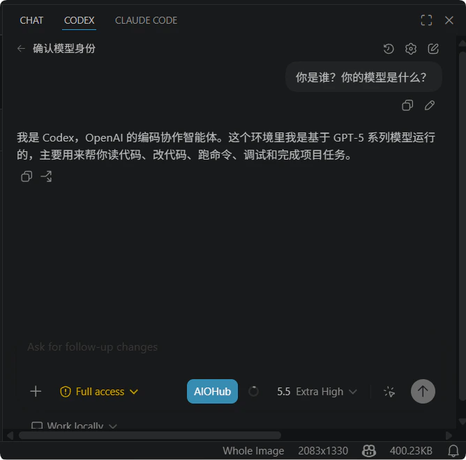 Codex chat working