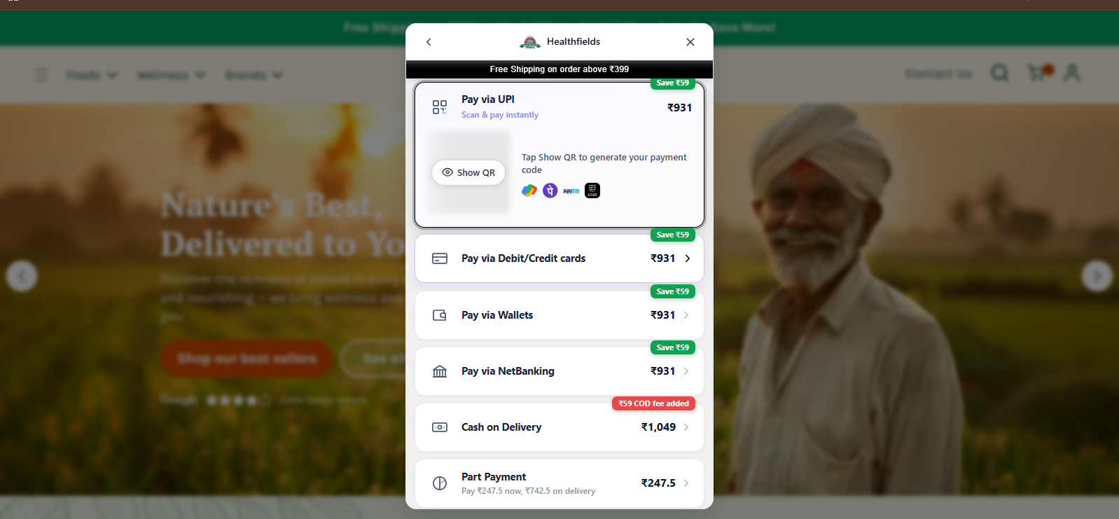 Partial Payment Checkout