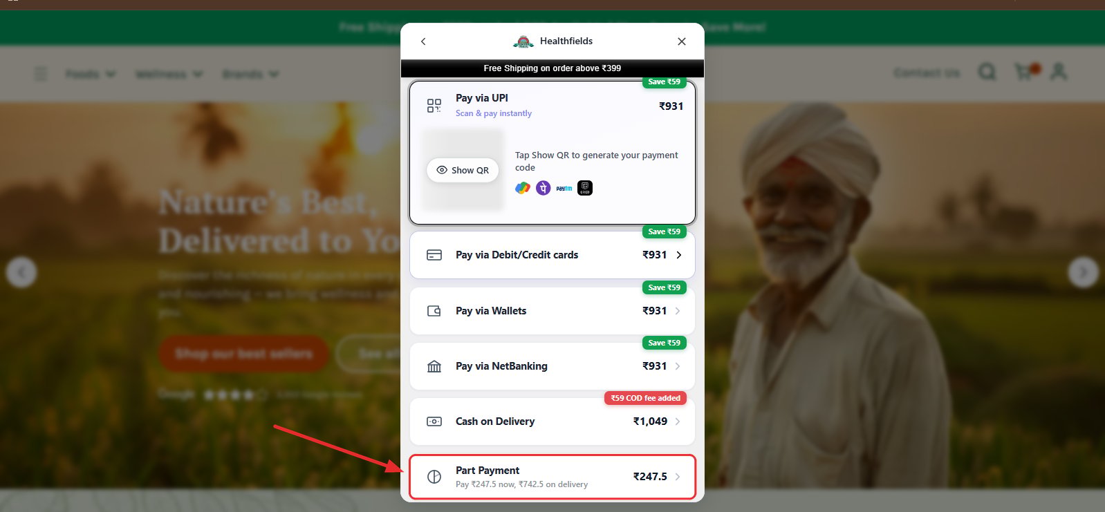 Partial Payment Checkout Annotated