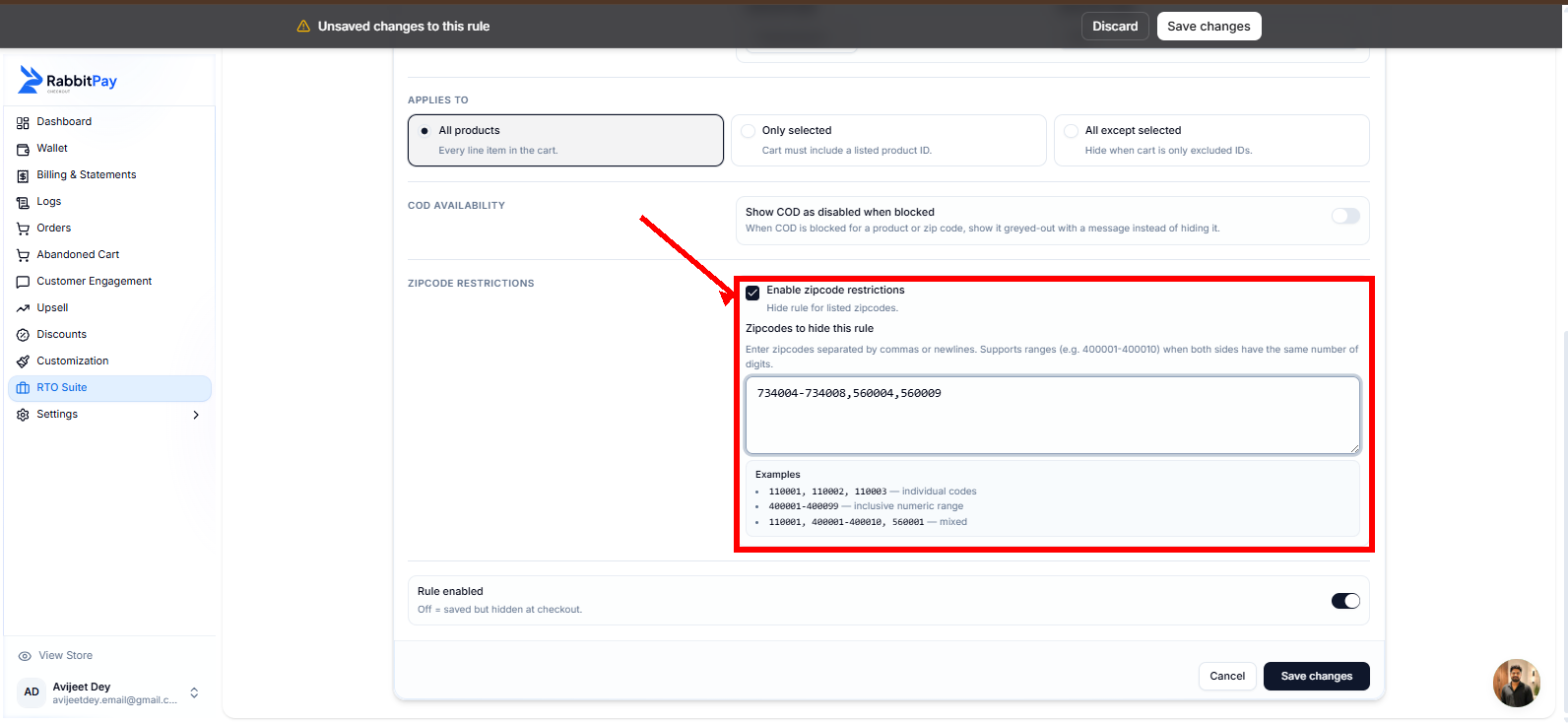 Zipcode Restriction Annotation
