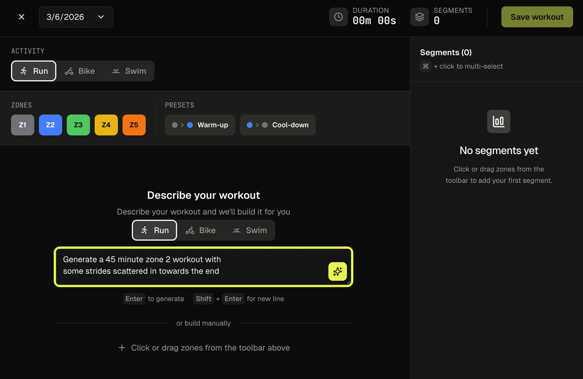 AI workout builder
