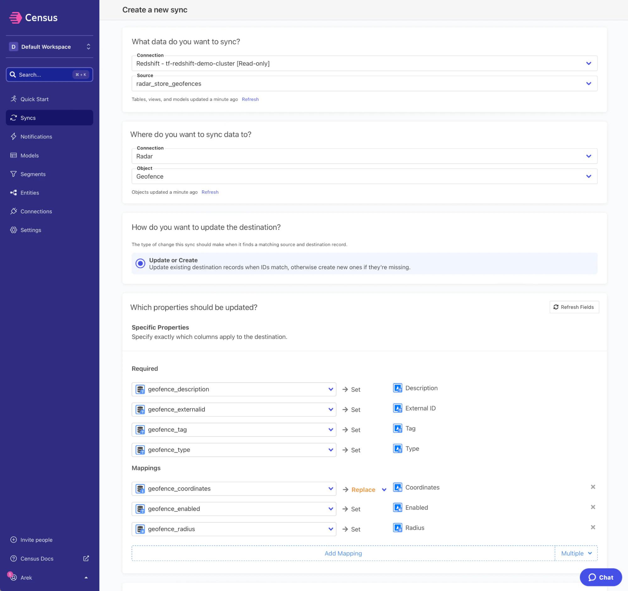 Map properties from the data model