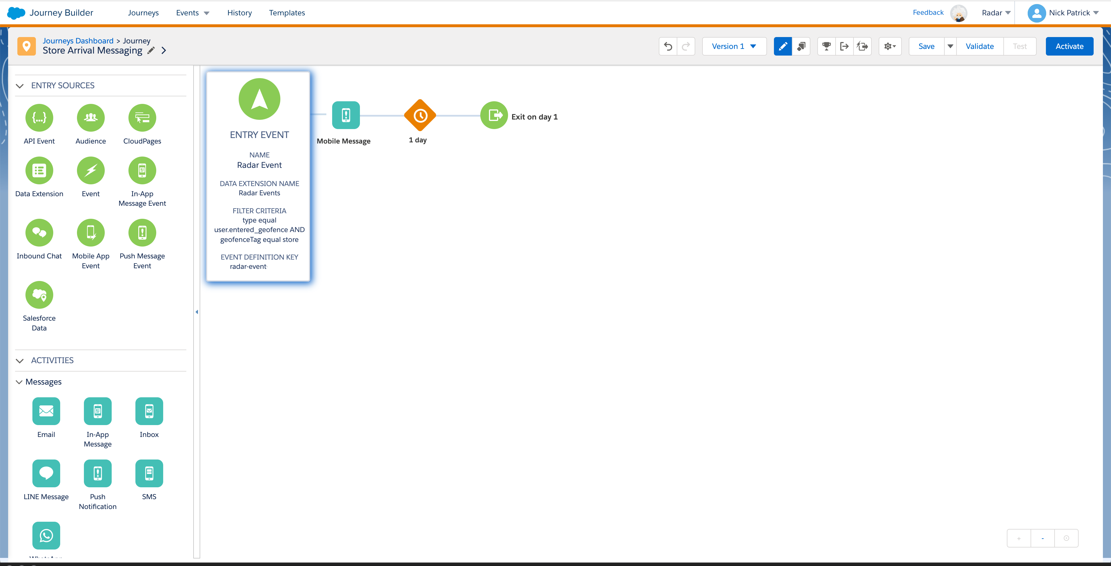 Salesforce Radar Triggered Message Pn